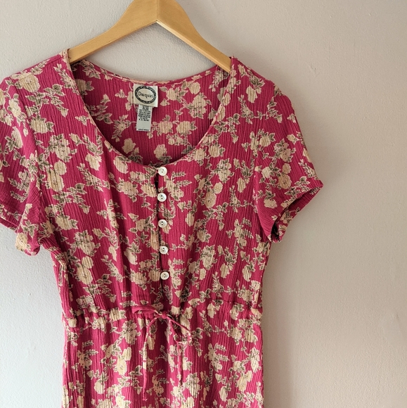 Vintage Raspberry Floral Rayon Dress - Picture 7 of 7